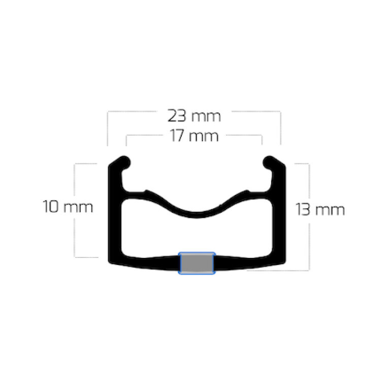 Velg / 622X17C / 36GTS / Dubbelwandig / Enkel gebust / Rigida - Ryde / Edge R13 / Zilver /