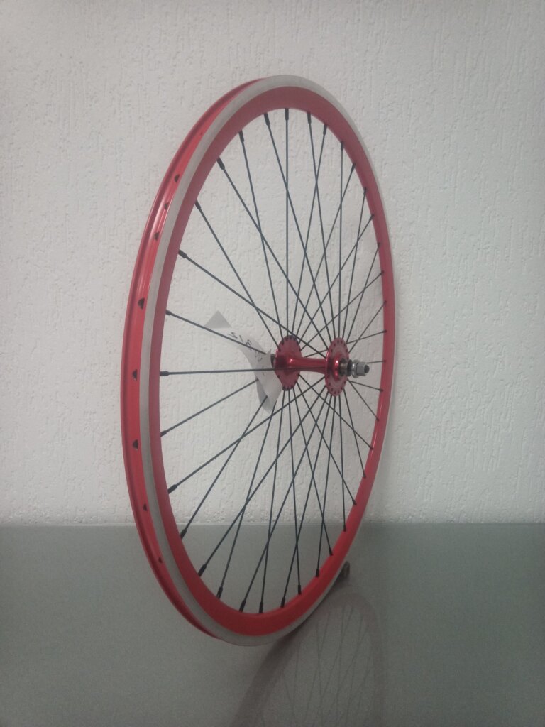 Voorwiel / 622X15C / Rigida - Ryde / DP18 / Rood / Sturmey Archer / HBT31 / 100 MM / Velgrem / Fixy - Singlespeed