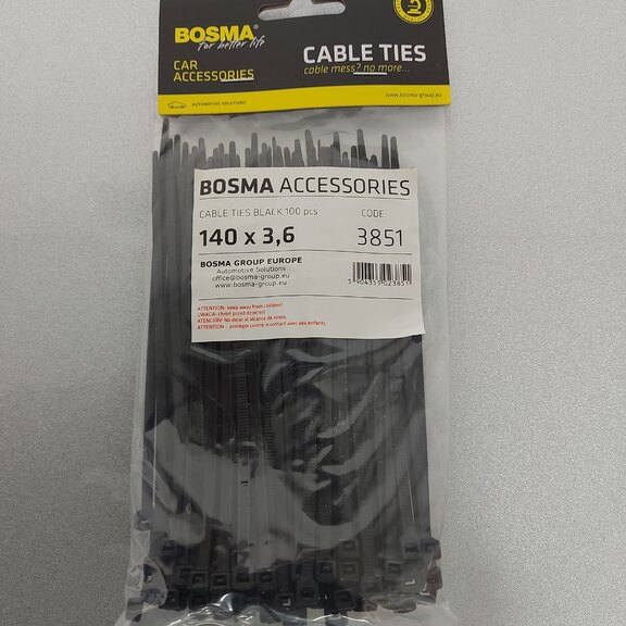 Bosma Tyrap - strangling strip - cable tie - 3.6x140mm black per bag, content 100 pieces 