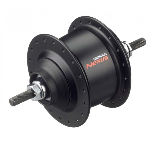 Achternaaf / 131 MM / Vaste as 203 MM / Rollerbrake + Velgrem / 36GTS / Shimano / Nexus Inter 8 SG-C6001-8R / 8S / zwart / City 