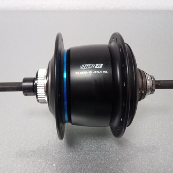 Rear hub / 135 MM / Fixed axle 187 MM / Disc (Centerlock) / 36GTS / Shimano / Nexus Inter 8 SG-C6060-8D / HG Body 36,85 MM / Black / E-Bike 