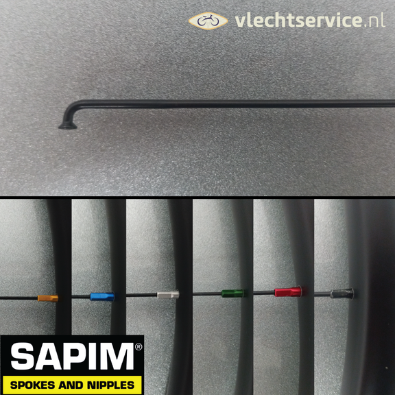 Sapim D-Light 14G 2.0 MM RVS Zwart - Gekleurde alu nippels 