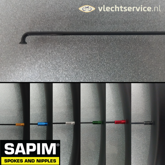 Sapim Race 14G 2.0 - 1.8 - 2.0 MM RVS Zwart - Zwarte nippels / gekleurde nippels 