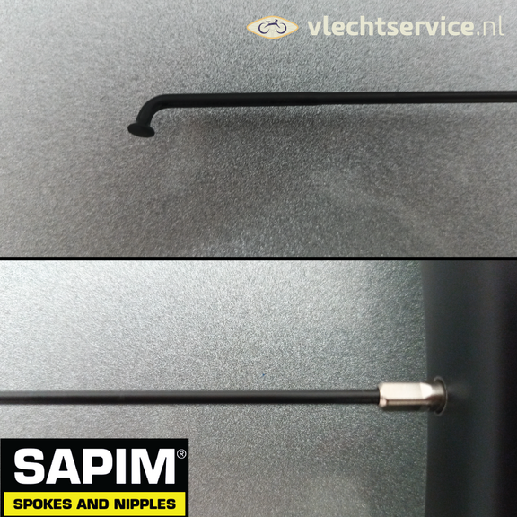 Sapim Strong 13G 2,3 - 2,0 MM Edelstahl Schwarz - Silberne Nippel 