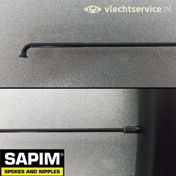 Sapim Strong 13G 2.3 - 2.0 MM Acier Inoxydable Noir - Embouts noirs 