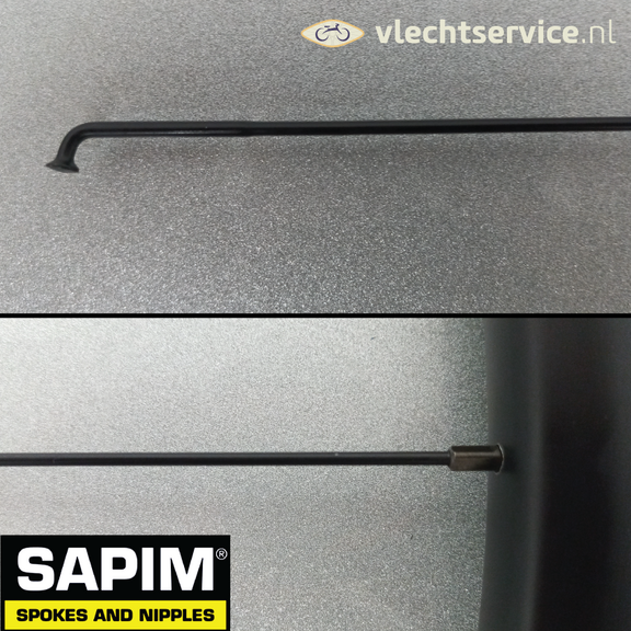 Sapim E-Strong 12G 2.6 - 2.3 MM Stainless Steel Black - Black nipples 