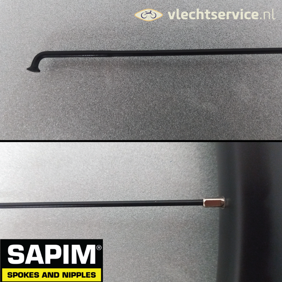 Sapim E-Strong 12G 2.6 - 2.3 MM Acier Inoxydable Noir - Tétines transparentes 