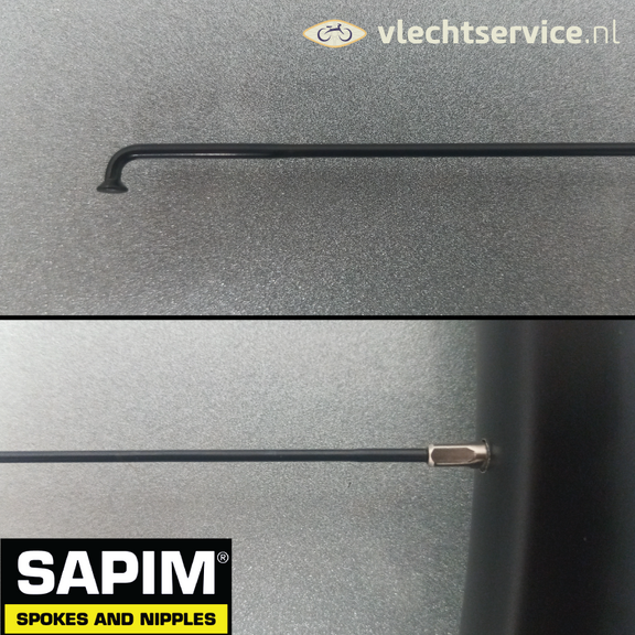 Sapim D-Light 14G 2.0 MM RVS Zwart - Blanke nippels 