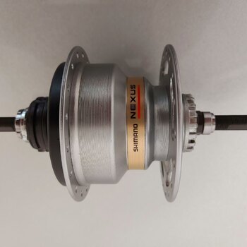 Hinterradnabe / 127 MM / Feste Welle 180 MM / Rollerbrake oder Felgenbremse / 36GTS / Shimano / Nexus Inter 4 SG-4RS / 4S / Silber / City